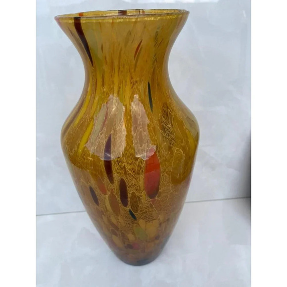 Italian Maestri Vestri Monumental Polychrome Art Glass Vase with Gold Aventurine - Picture 2 of 13